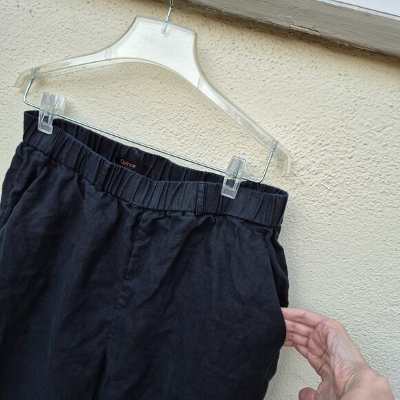 Quince Linen Pull On Pants Black Size S Capsule Minimalist Lagenlook Comfort - Picture 5 of 15